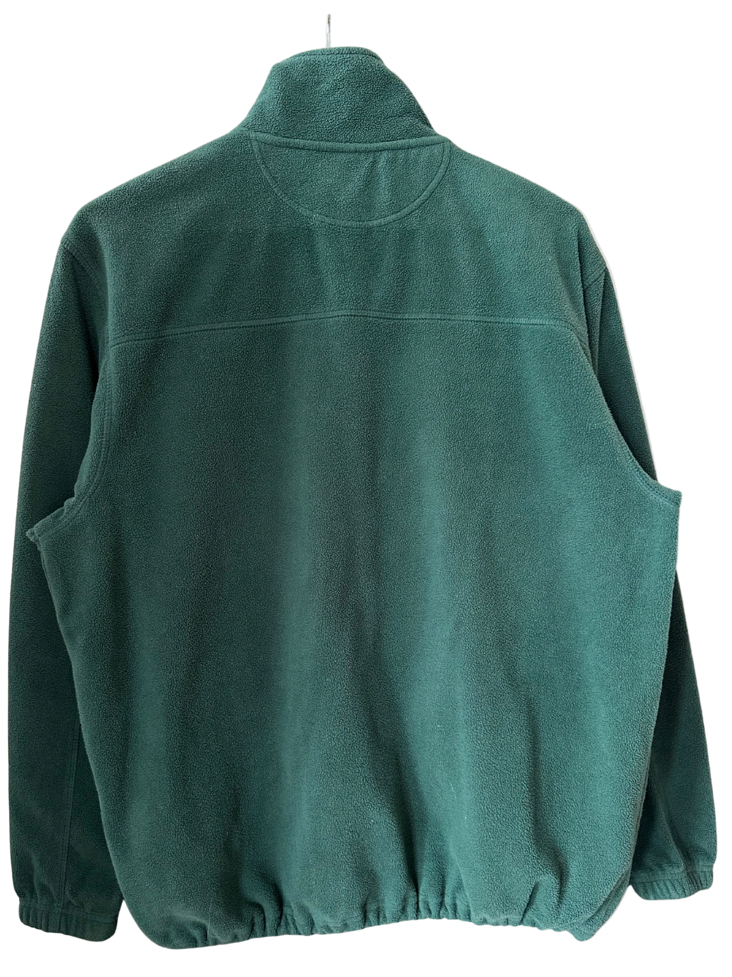 Green fleece jacket on a white background