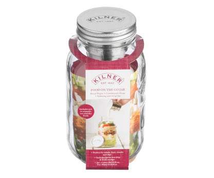 Kilner jar with a decorative label on a white background