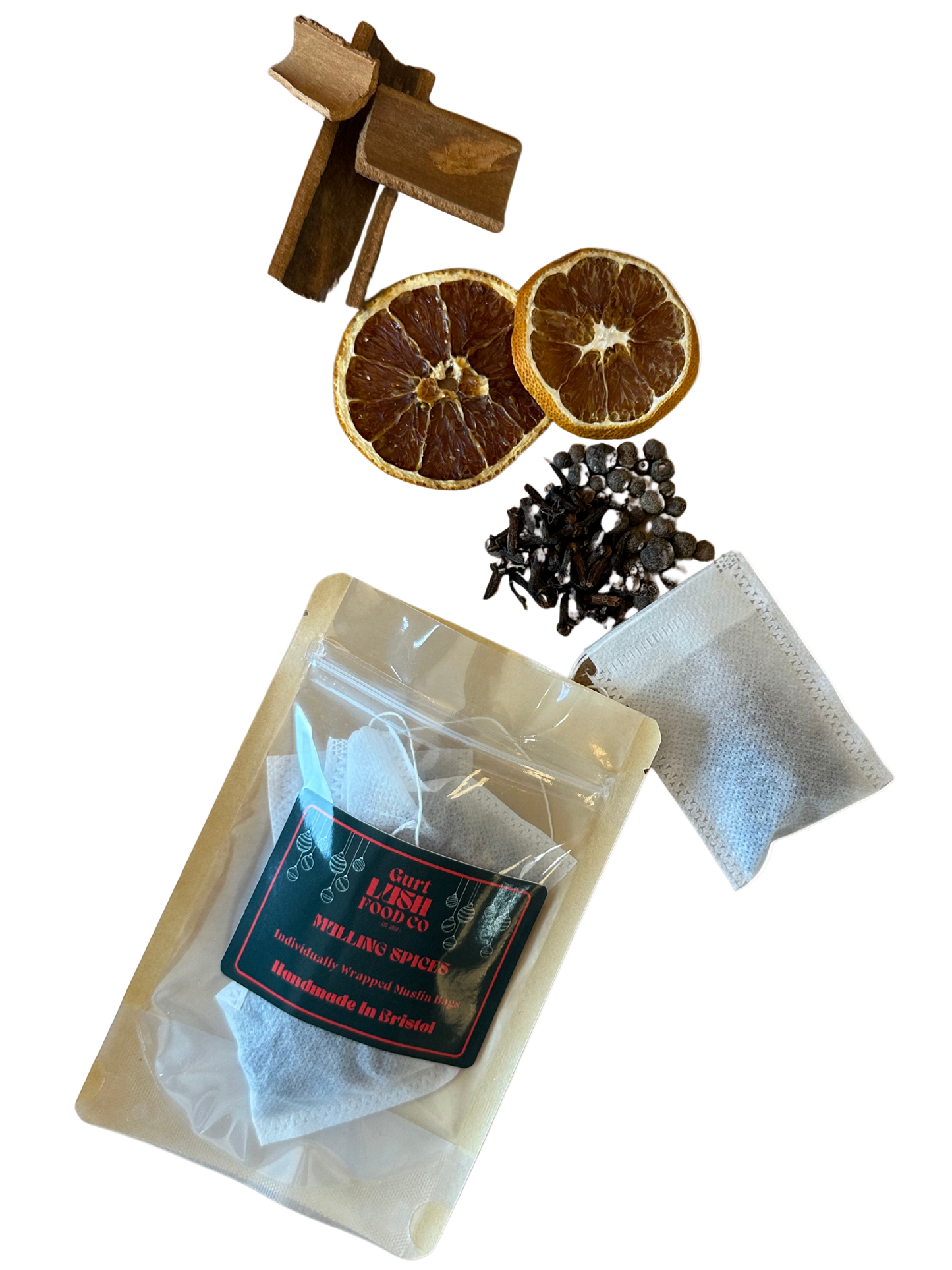 Mulling Spices - individually wrapped muslin bags, handmade in Bristol