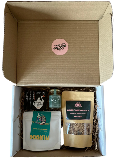 Bristol Breakfast Hamper - Gurt Lush Food Co Granola, The Bristol Bee Co Honey, Odd Kin Coffee and Tea